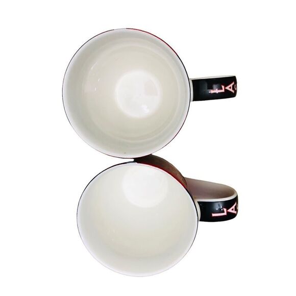 Set Of 2 LasVegas Red Ceramic Graphic Las Vegas Oversize Coffee Cup Mugs - Picture 7 of 8